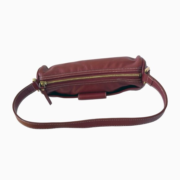 Vintage Lauren Ralph Lauren Baguette Bag Burgundy Red Leather Twist-Lock Y2K 90s - Picture 7 of 11